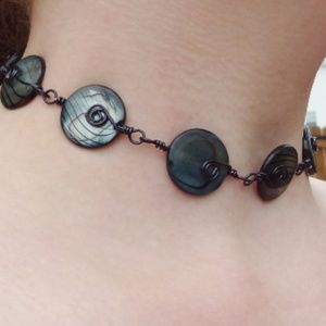 Black Shell Choker Handmade Silver Plated Wire